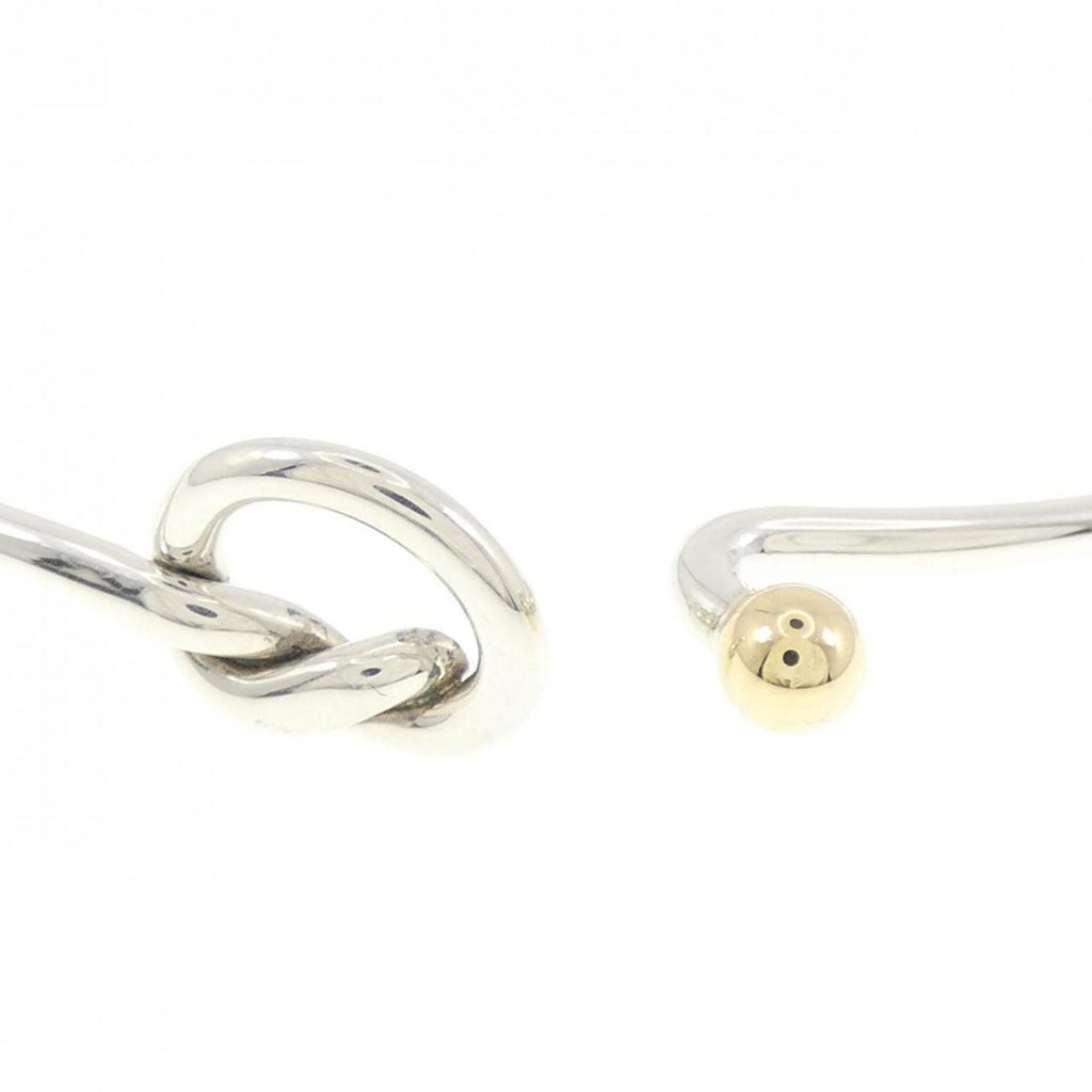 Flatwire Hook and Eye Heart Bangle Sterling Silver and 18K Yellow Gold Bracelet
