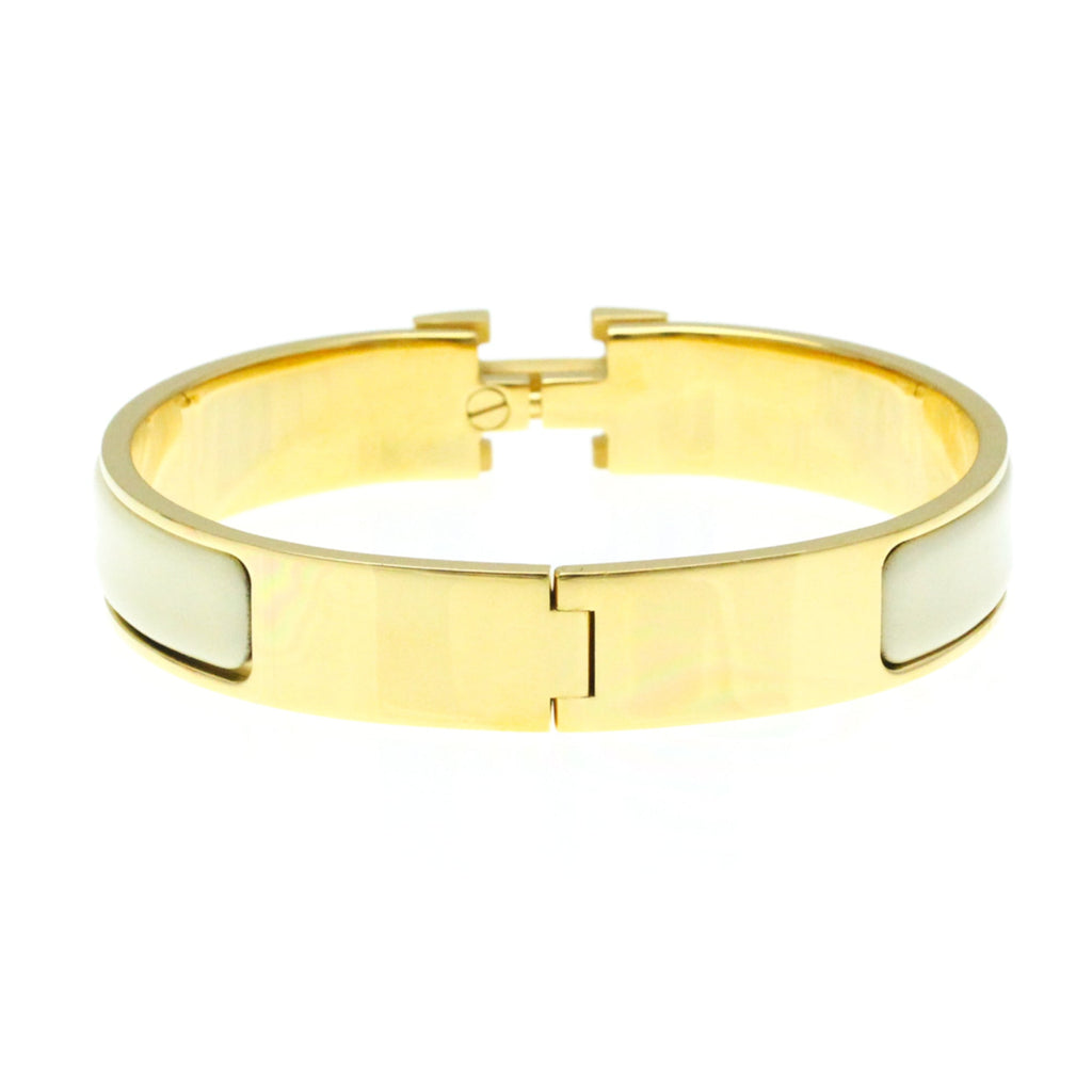 Click Clack H Bracelet Gold Plated Beige and Gold