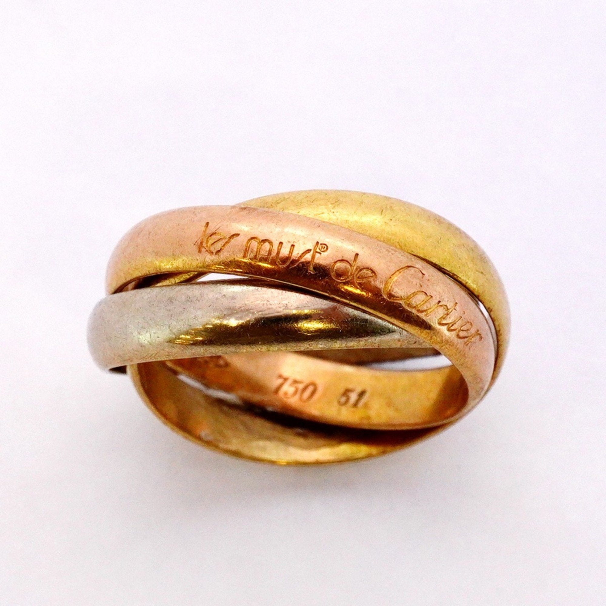 Vendome Louis Cartier Band Ring 18K Tricolor Gold