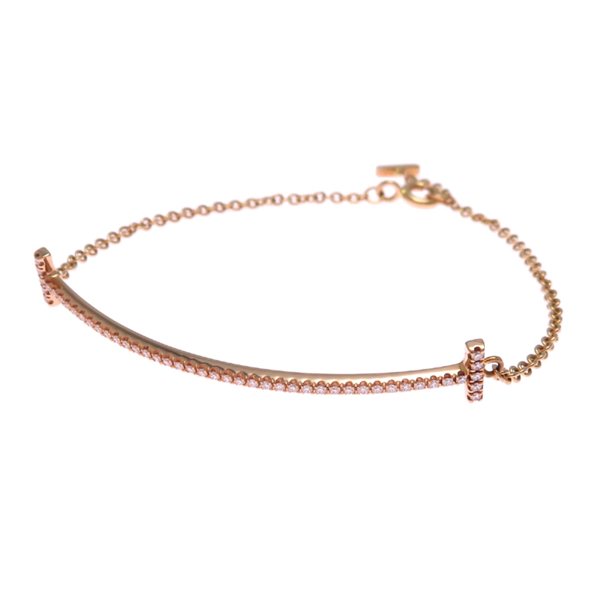 T Smile Pendant Necklace 18K Rose Gold with Diamonds