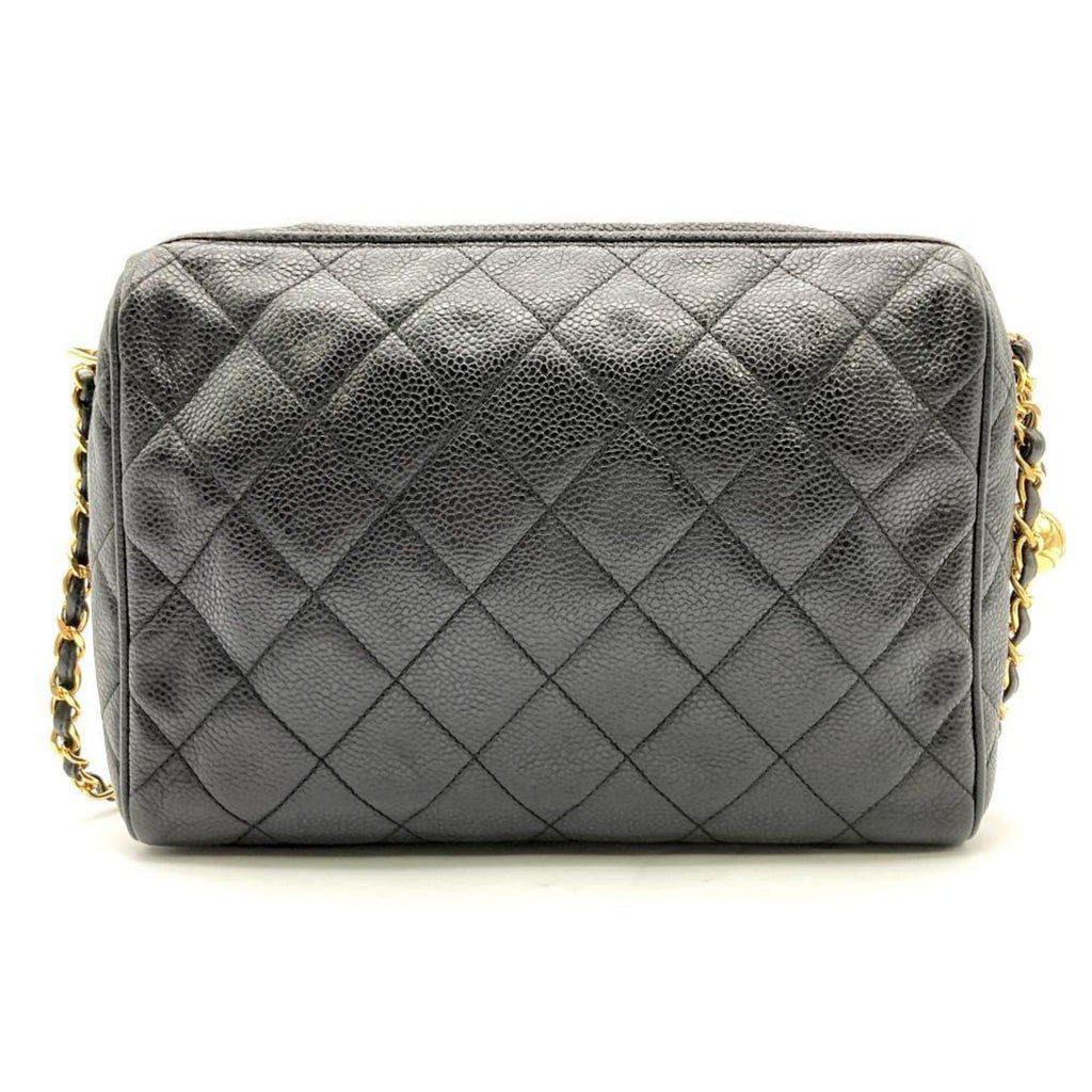 Vintage Diamond CC Camera Shoulder Bag Quilted Caviar Medium