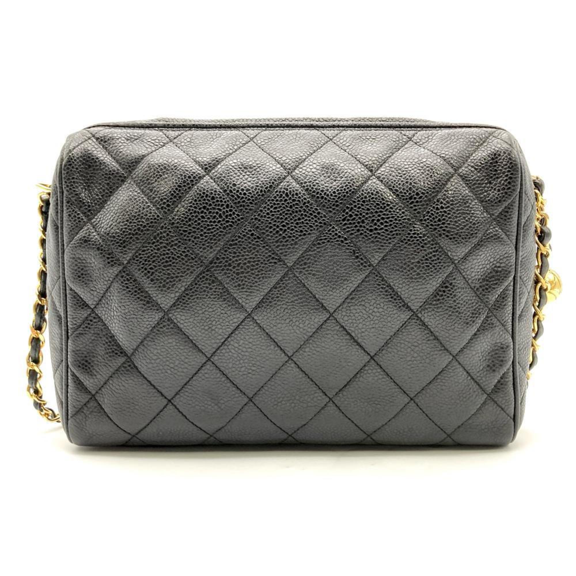 Vintage Diamond CC Camera Shoulder Bag Quilted Caviar Medium