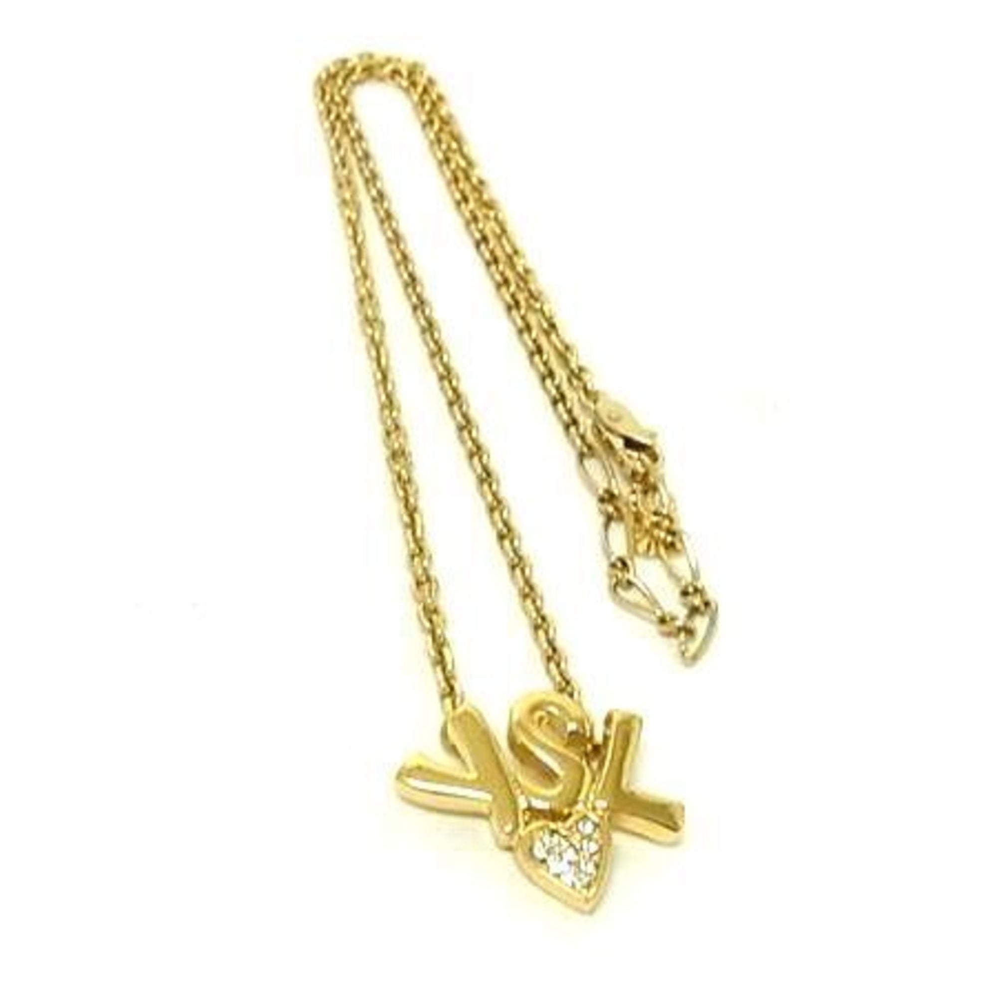 Pendant Necklace Metal Gold with Rhinestone