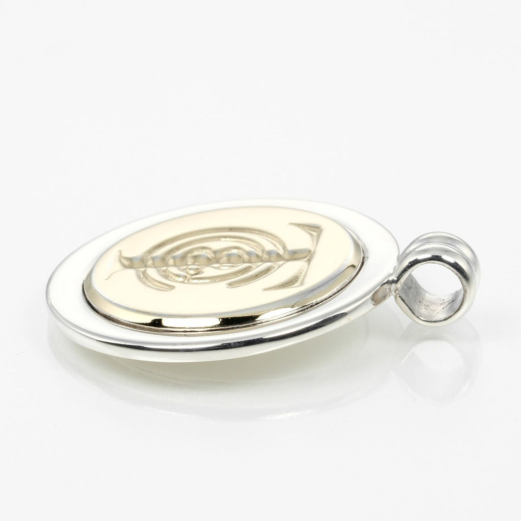 T&C Coin Pendant Necklace Sterling Silver and 18K Yellow Gold