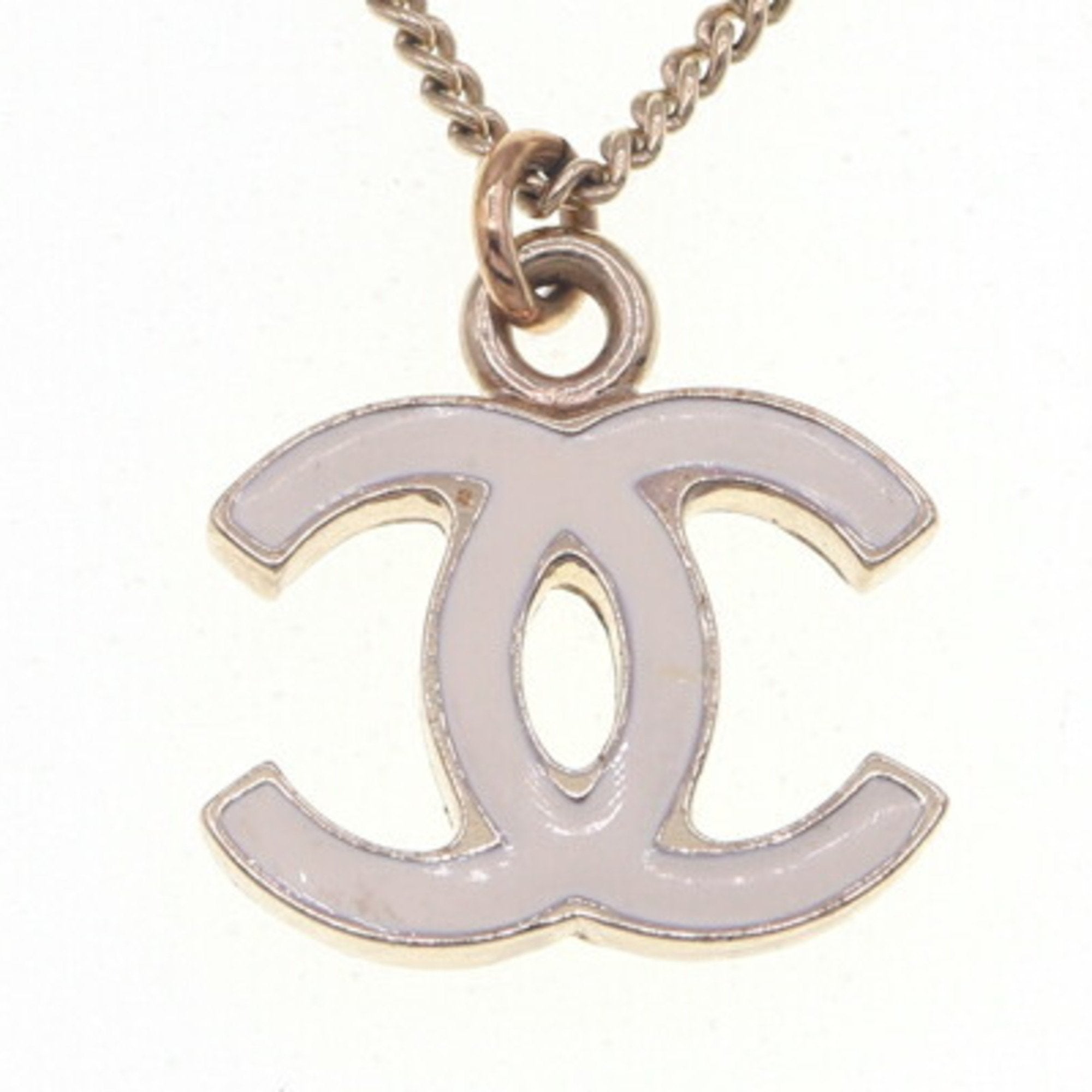 CC Logo Pendant Necklace Gold-Tone Metal