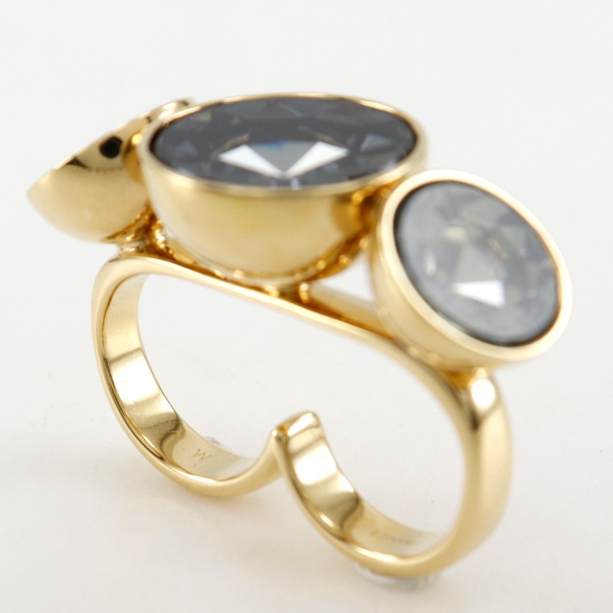 Over The Rainbow Sparkling Double Finger Twisted Band Ring Gold-Plated Gray