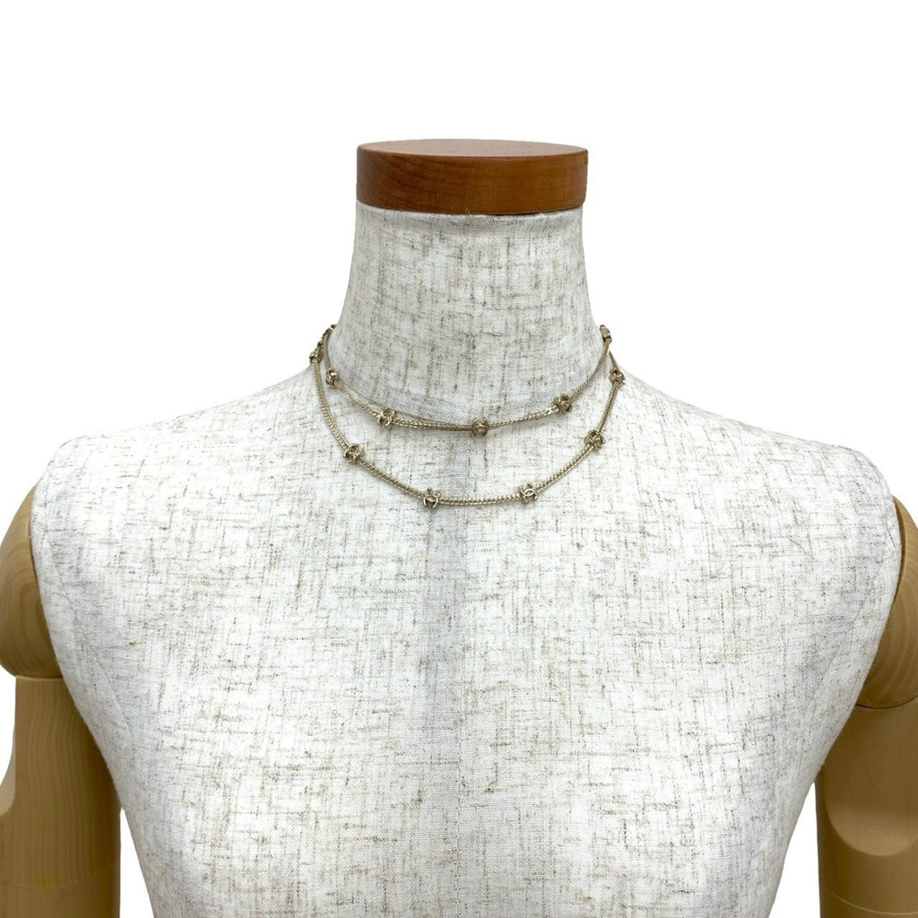 CC Logo Pendant Necklace Silver-Tone Metal