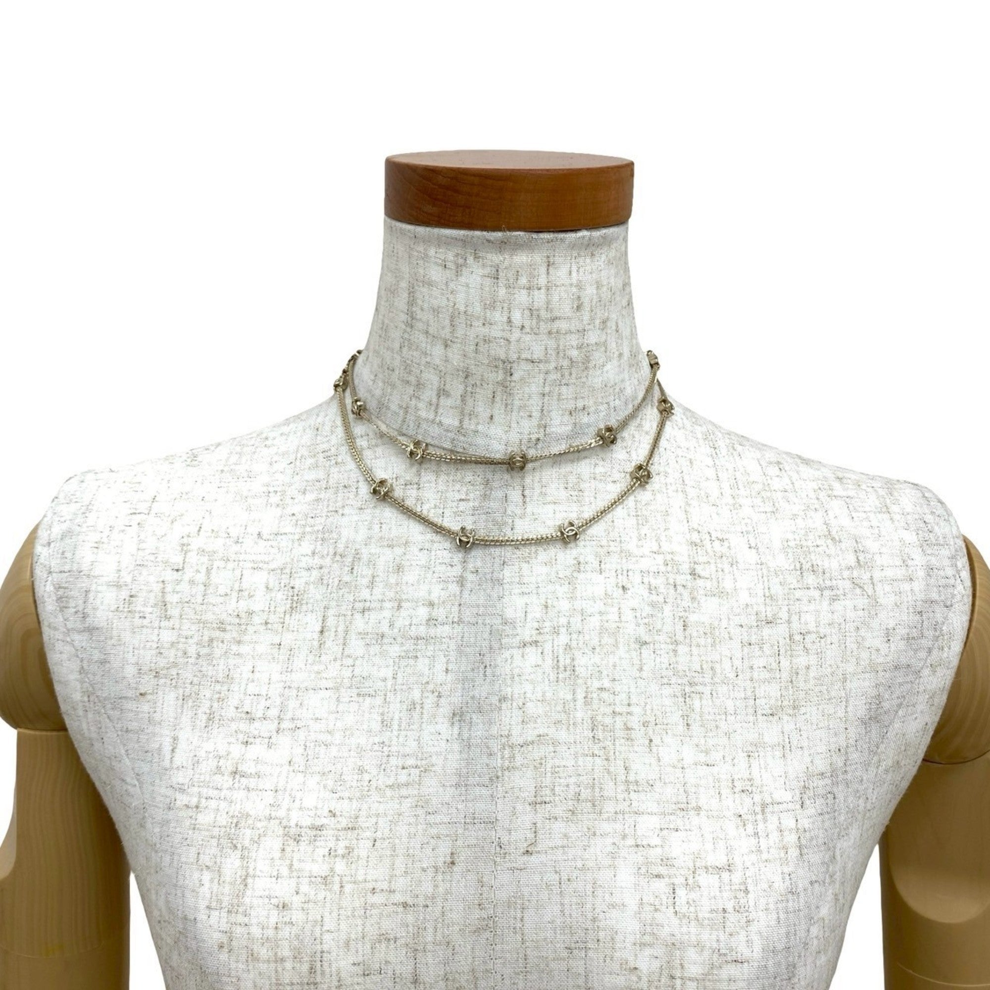 CC Logo Pendant Necklace Silver-Tone Metal
