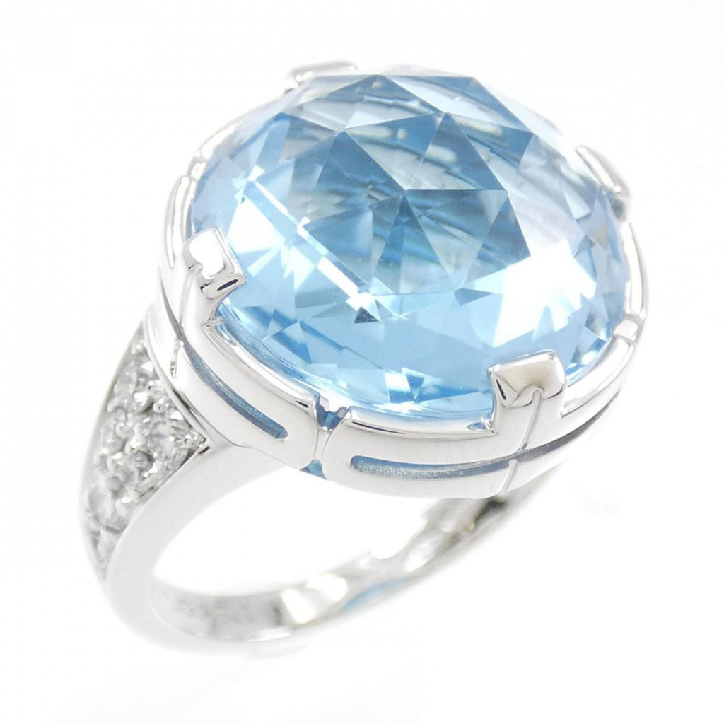 Parentesi Cocktail Ring 18K White Gold with Diamond and Topaz