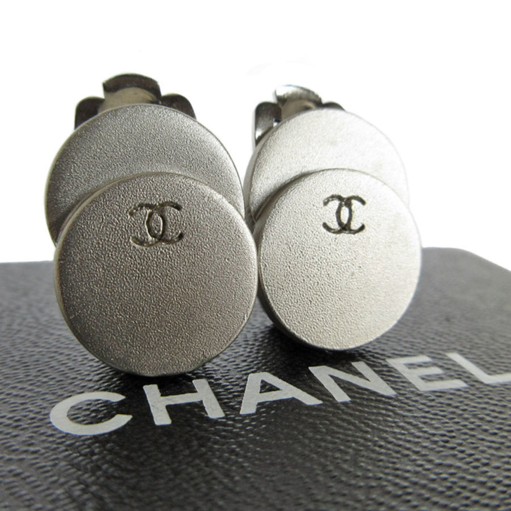 CC Logo Clip-On Earrings Silver-Tone Metal Silver-Tone Metal