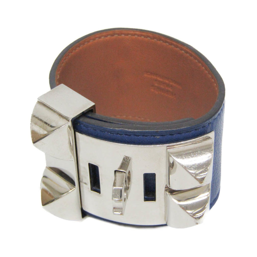 Collier de Chien Bracelet Leather and Metal Bleu Saphir Silver