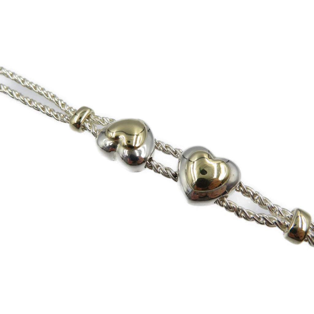Double Heart Rope Chain Bracelet 18K Gold and Sterling Silver