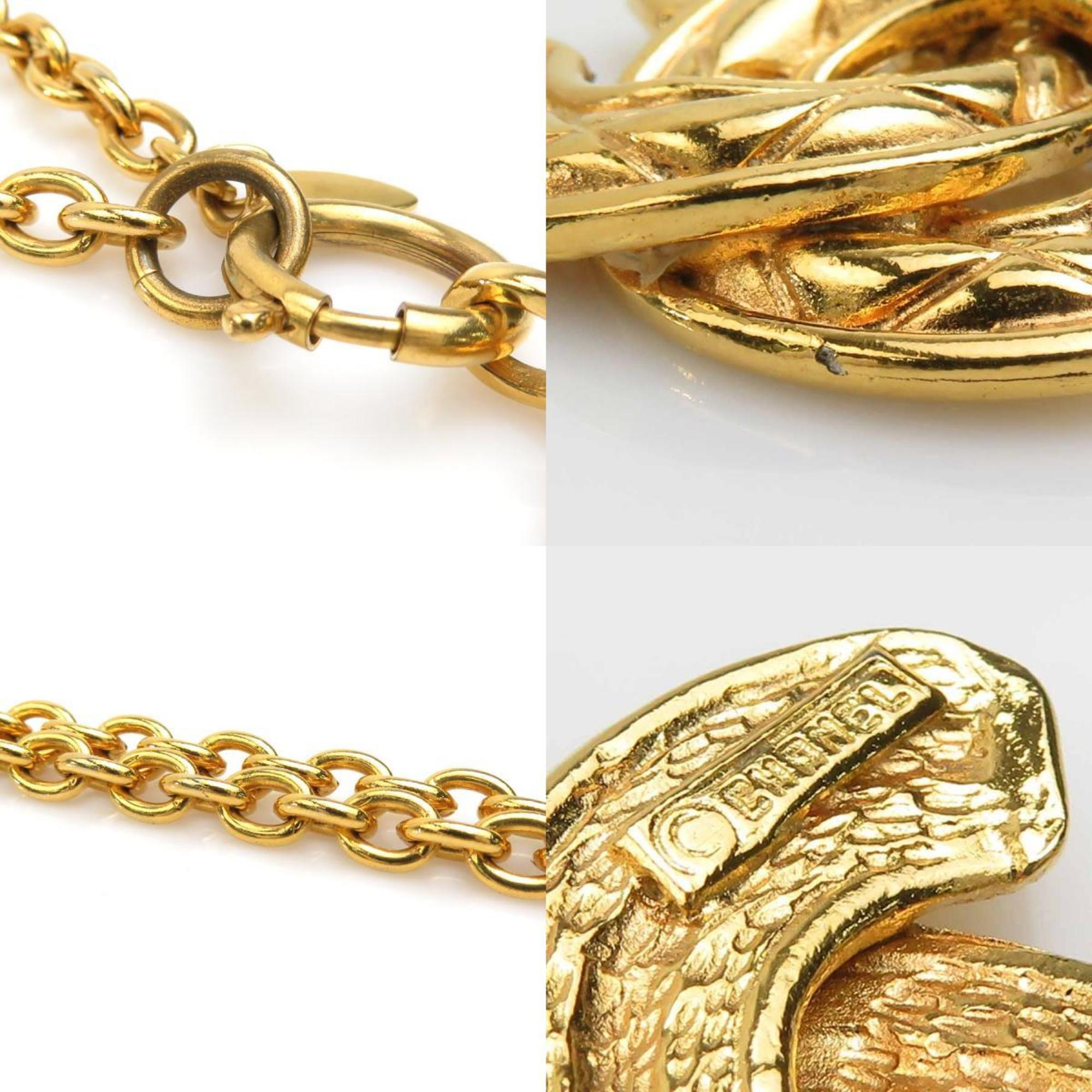 CC Logo Pendant Necklace Gold-Tone Metal