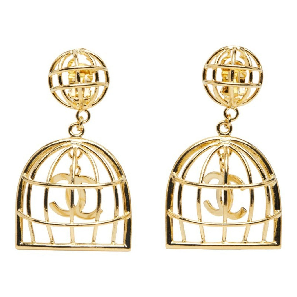 CC Logo Clip-On Earrings Metal Gold-Tone Metal