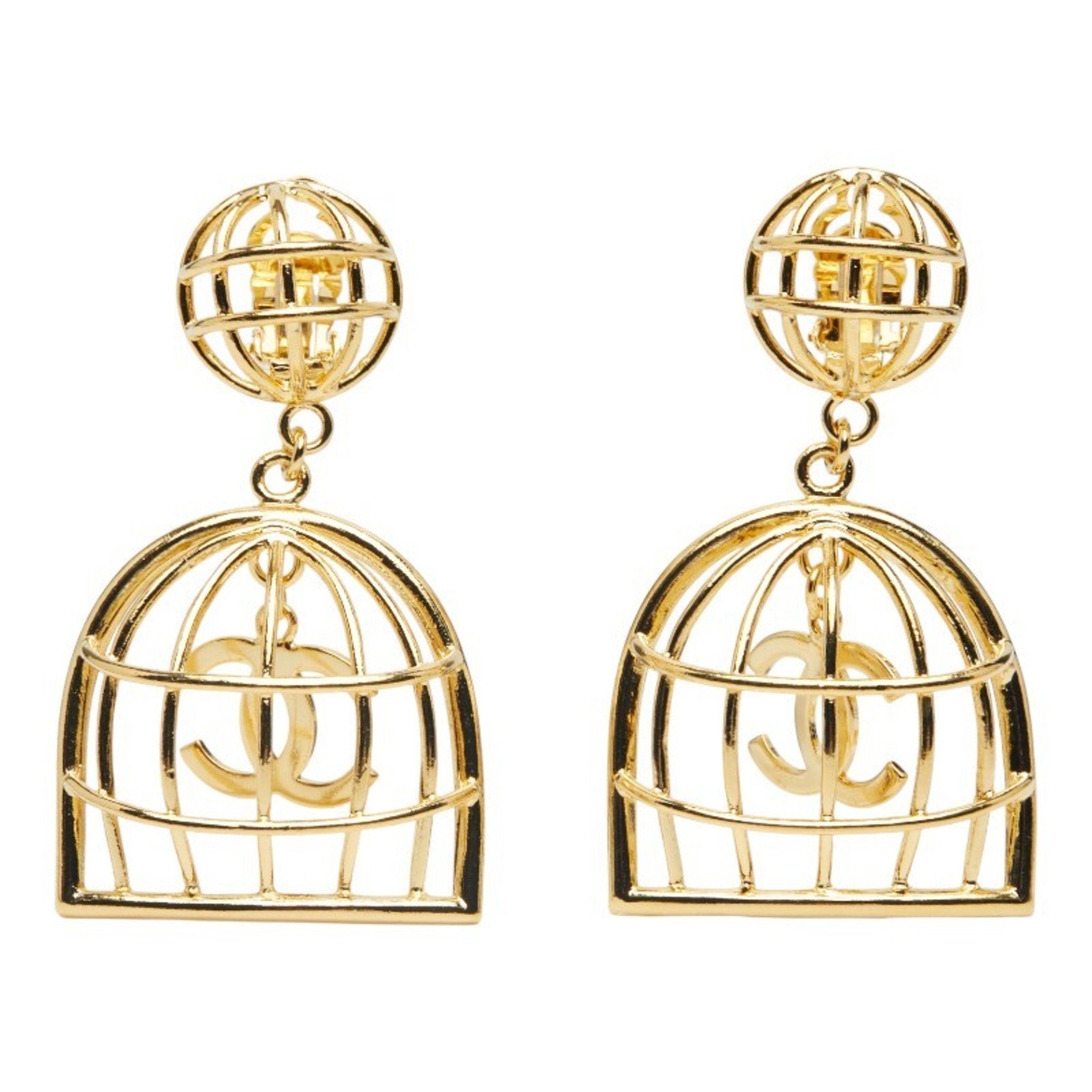 CC Logo Clip-On Earrings Metal Gold-Tone Metal