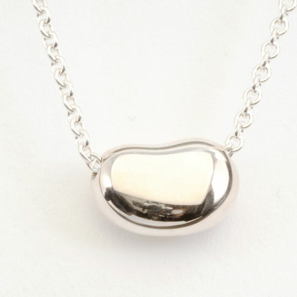 Bean Pendant Necklace Sterling Silver 6mm