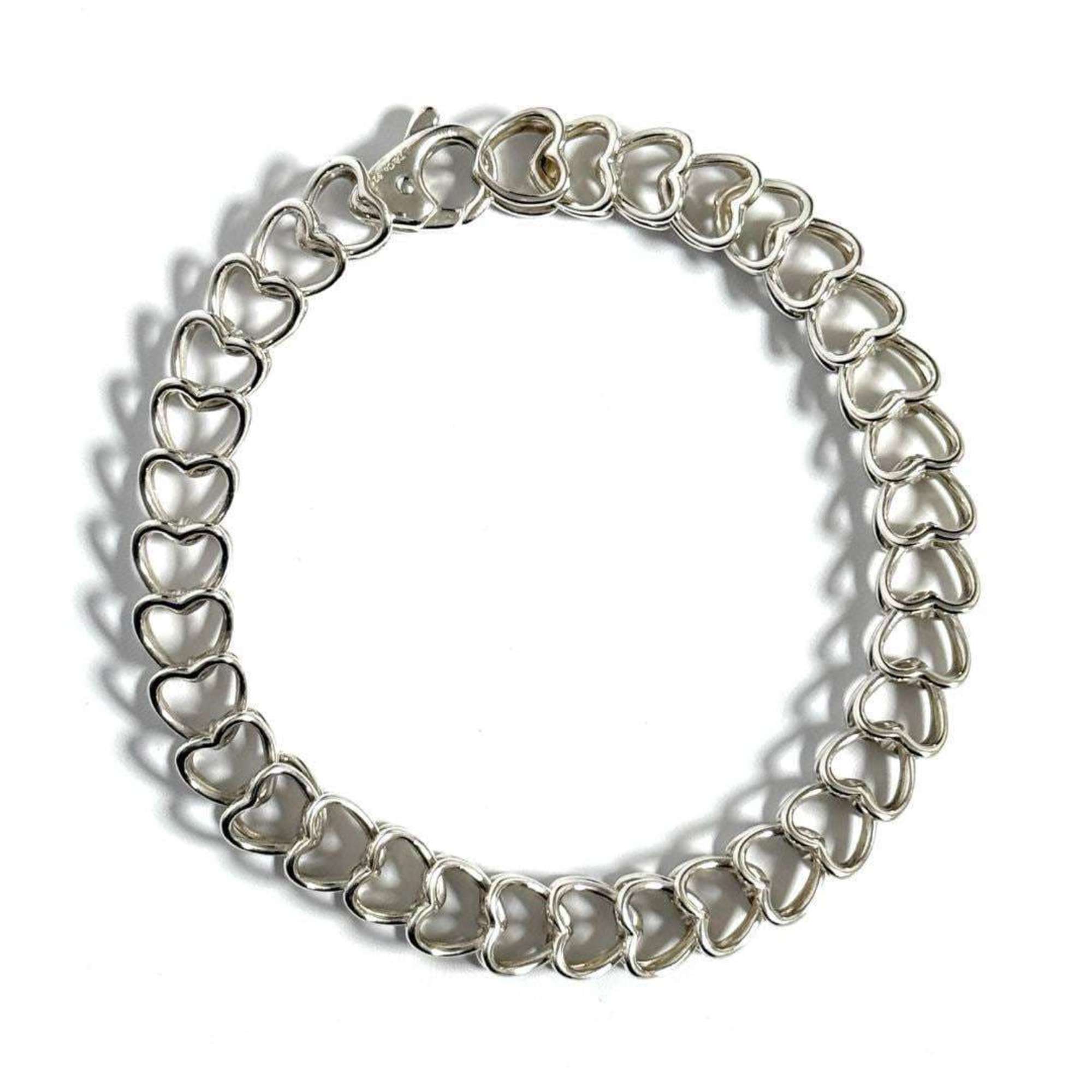 Vintage Heart Link Bracelet Sterling Silver