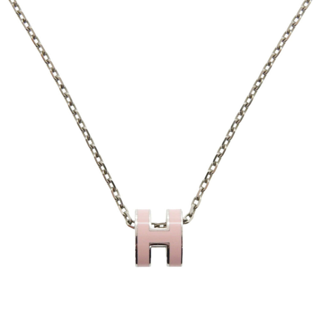 Mini Pendant Necklace Metal Pink and Silver