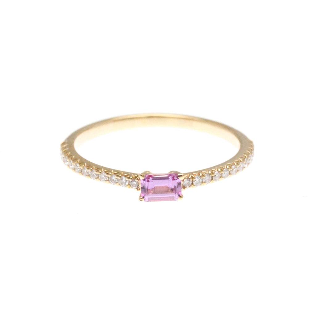 Band Ring 18K Rose Gold with Diamond and Sapphire