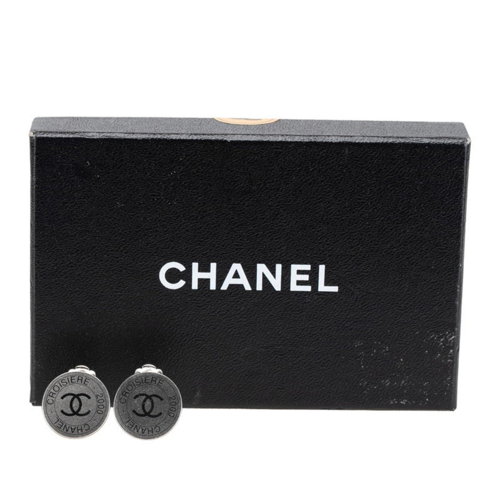 CC Logo Clip-On Earrings Silver-Tone Metal Silver-Tone Metal