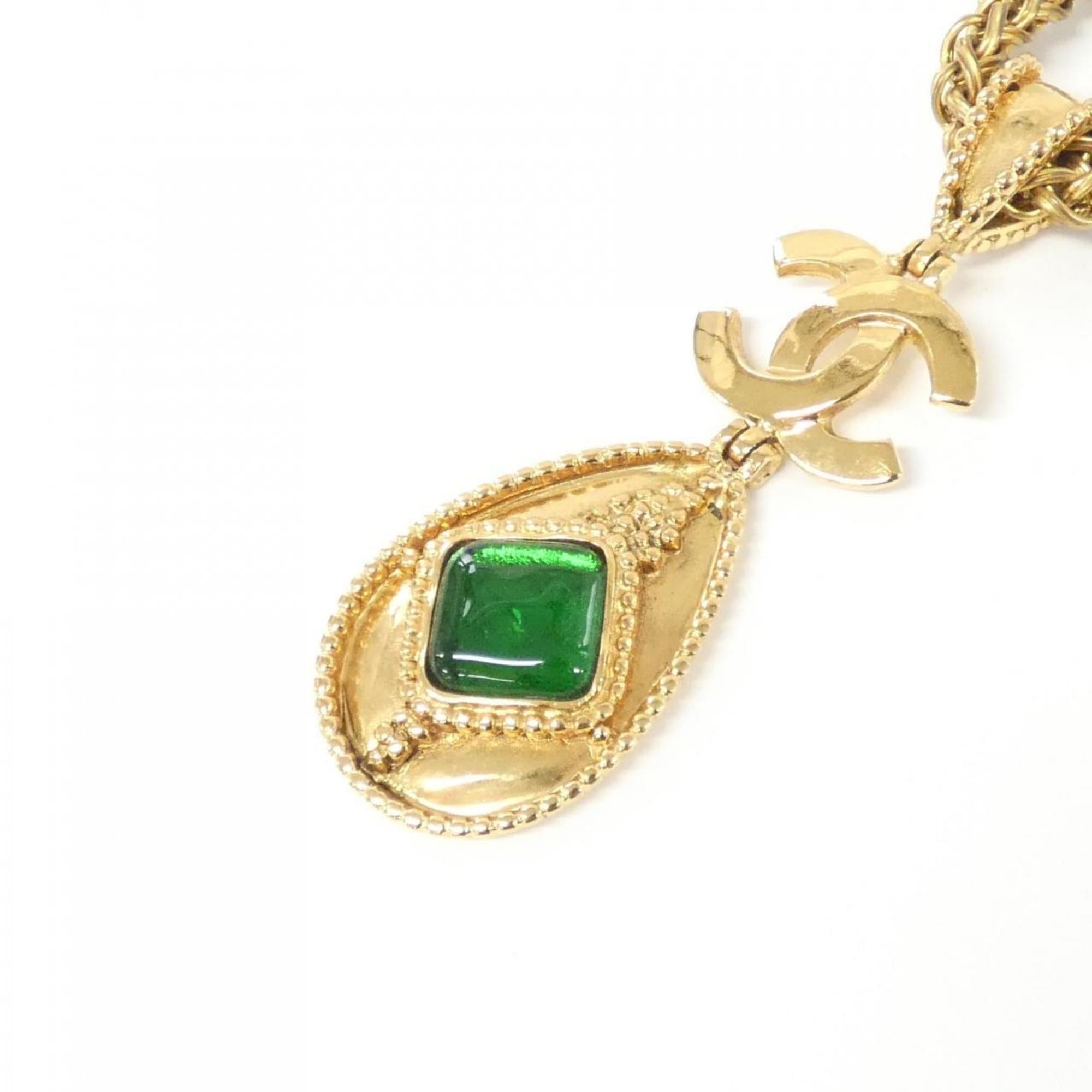 Pendant Necklace Gold Green