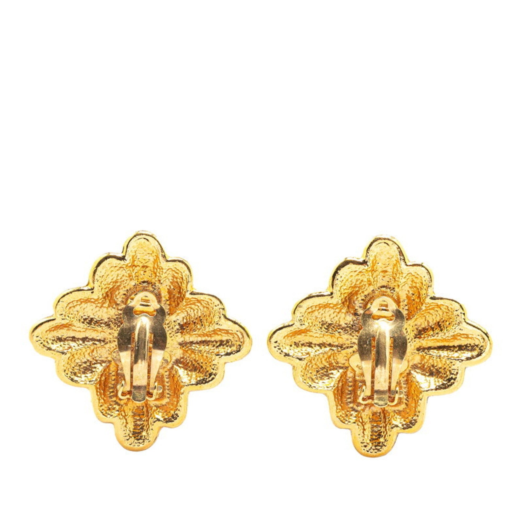 Vintage Earrings Pearl Gold-Tone Metal