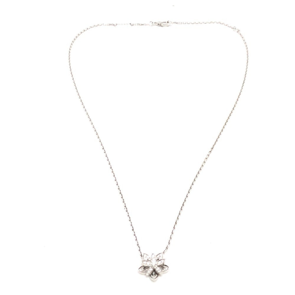 Lotus Pendant Necklace 18K White Gold with Diamond