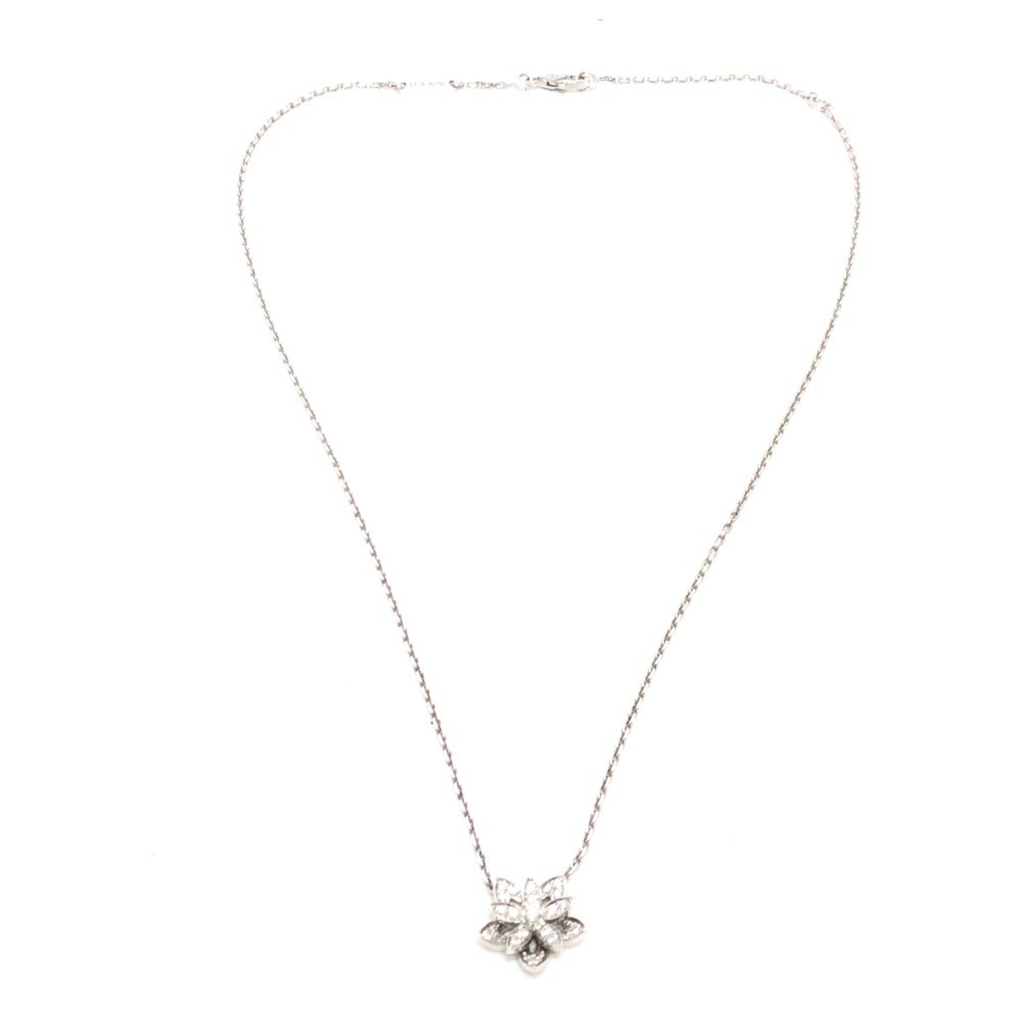 Lotus Pendant Necklace 18K White Gold with Diamond