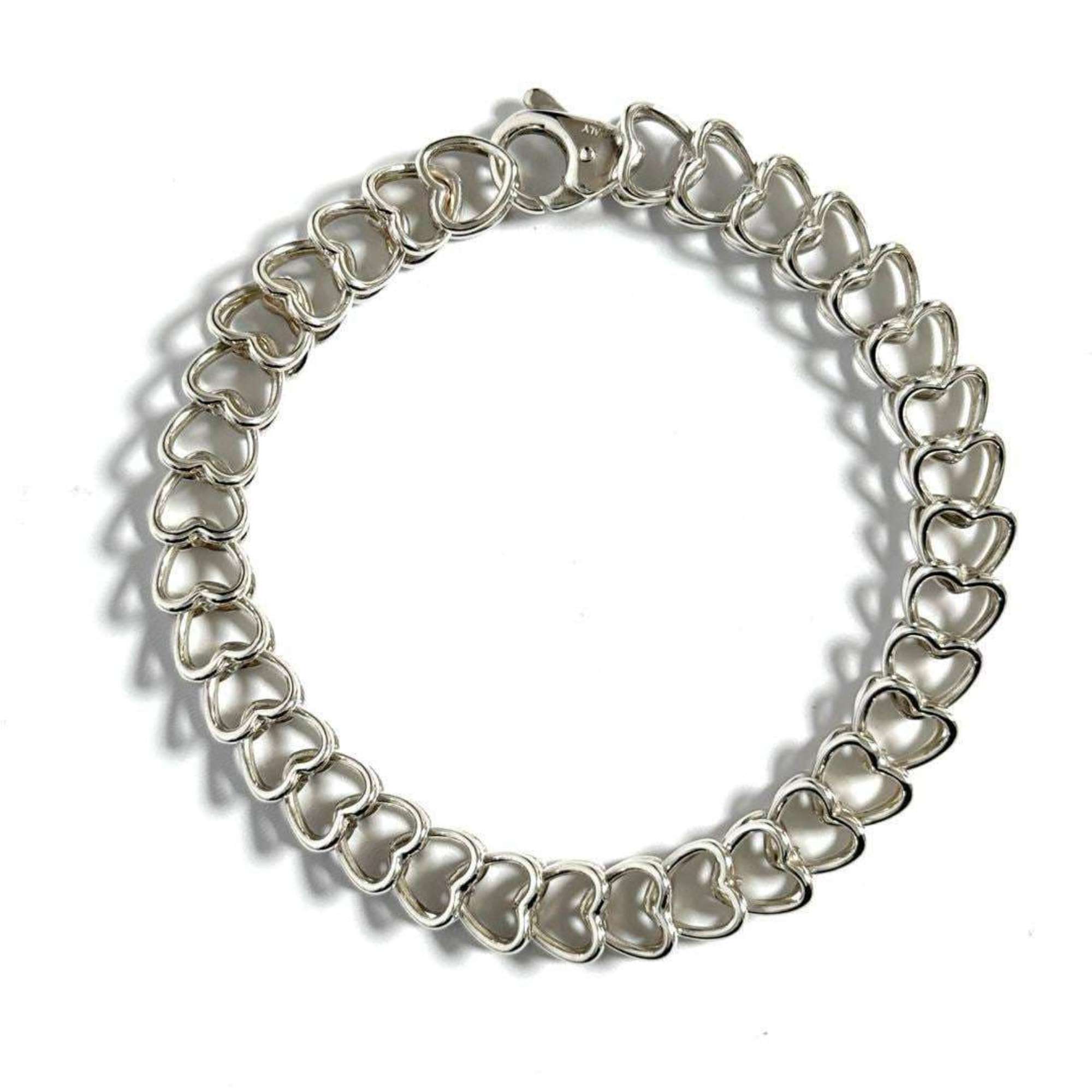 Vintage Heart Link Bracelet Sterling Silver