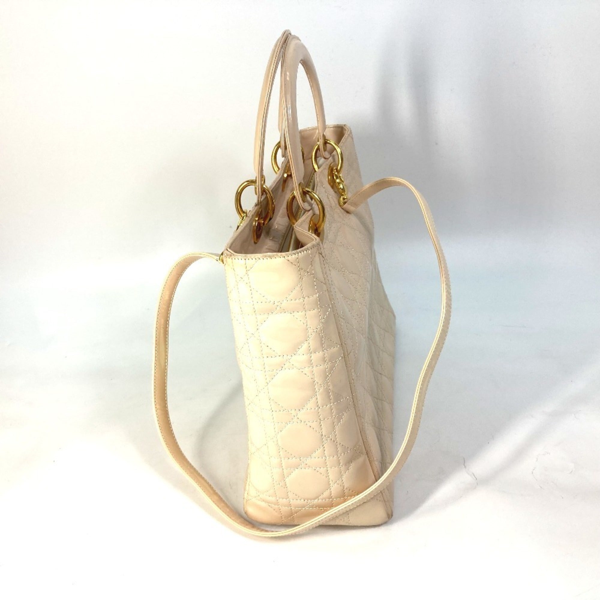 Lady Dior Bag Cannage Quilt Patent Medium