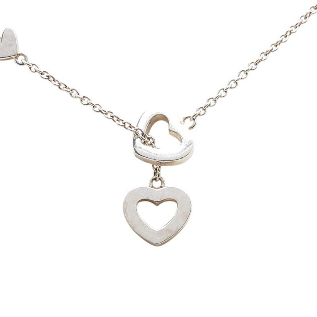Heart Link Lariat Pendant Necklace Sterling Silver