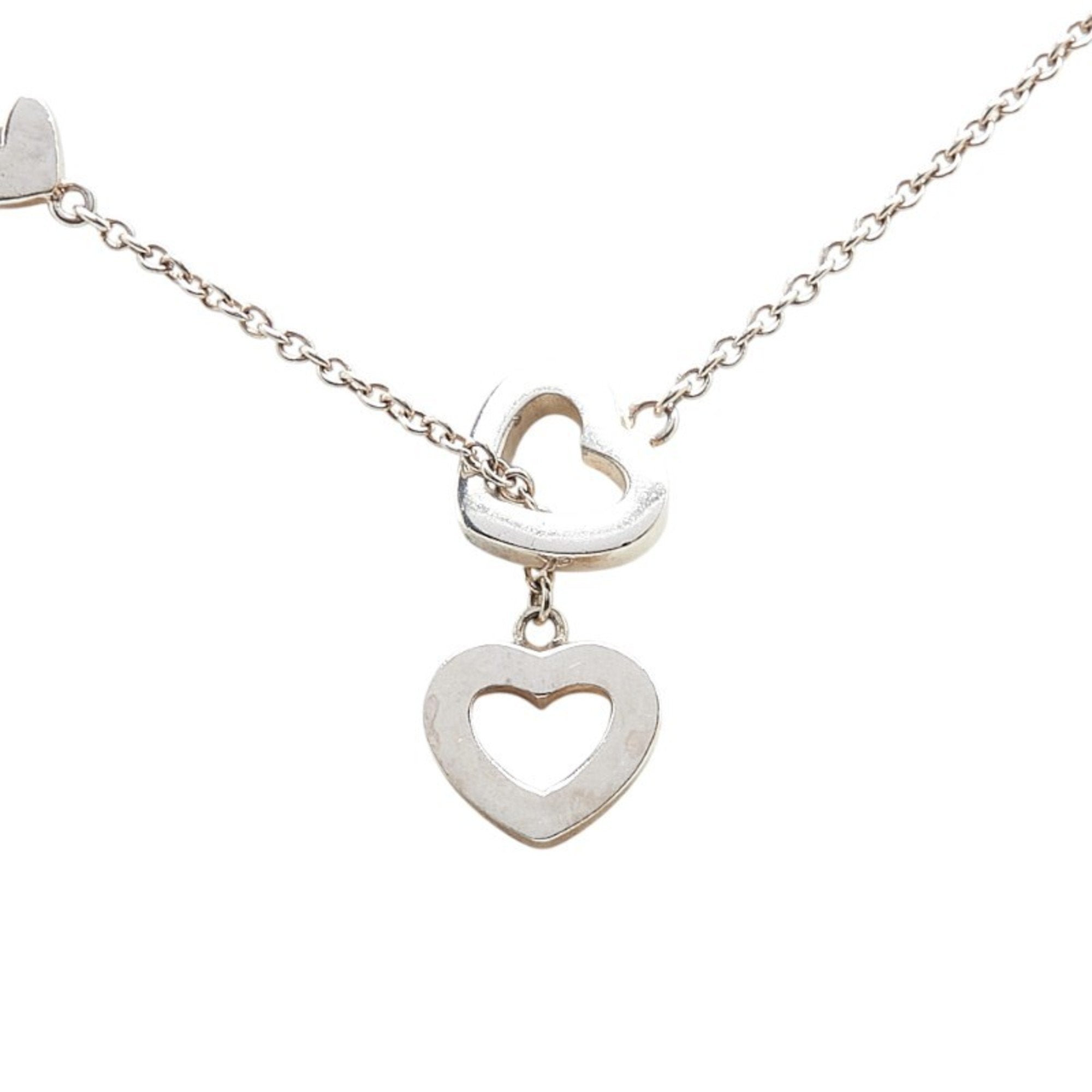 Heart Link Lariat Pendant Necklace Sterling Silver