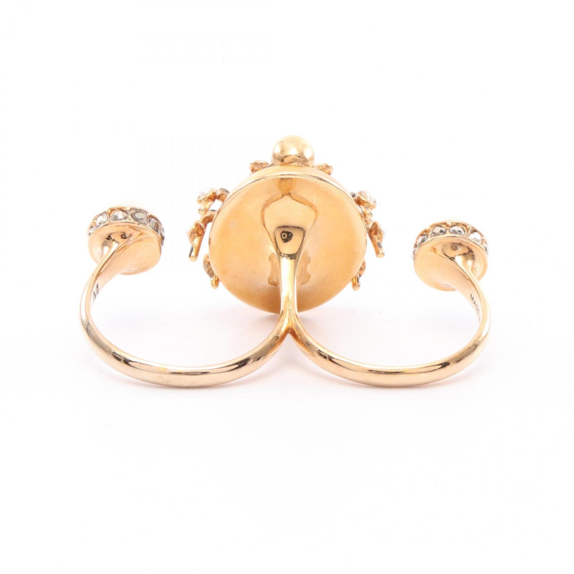 One Band Ring Gold With Faux Pearl and Rhinestone