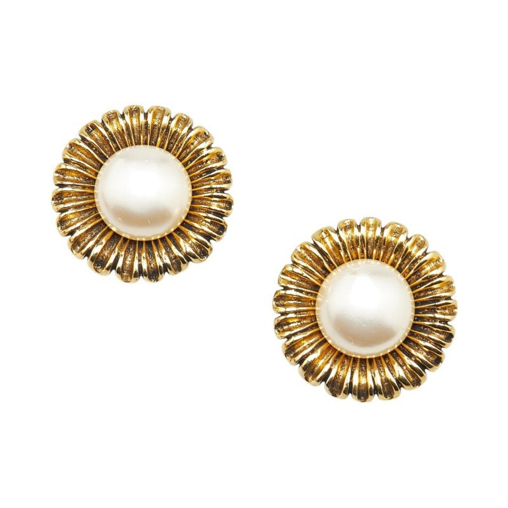 Pearl Clip-On Earrings Artificial Pearl and Gold