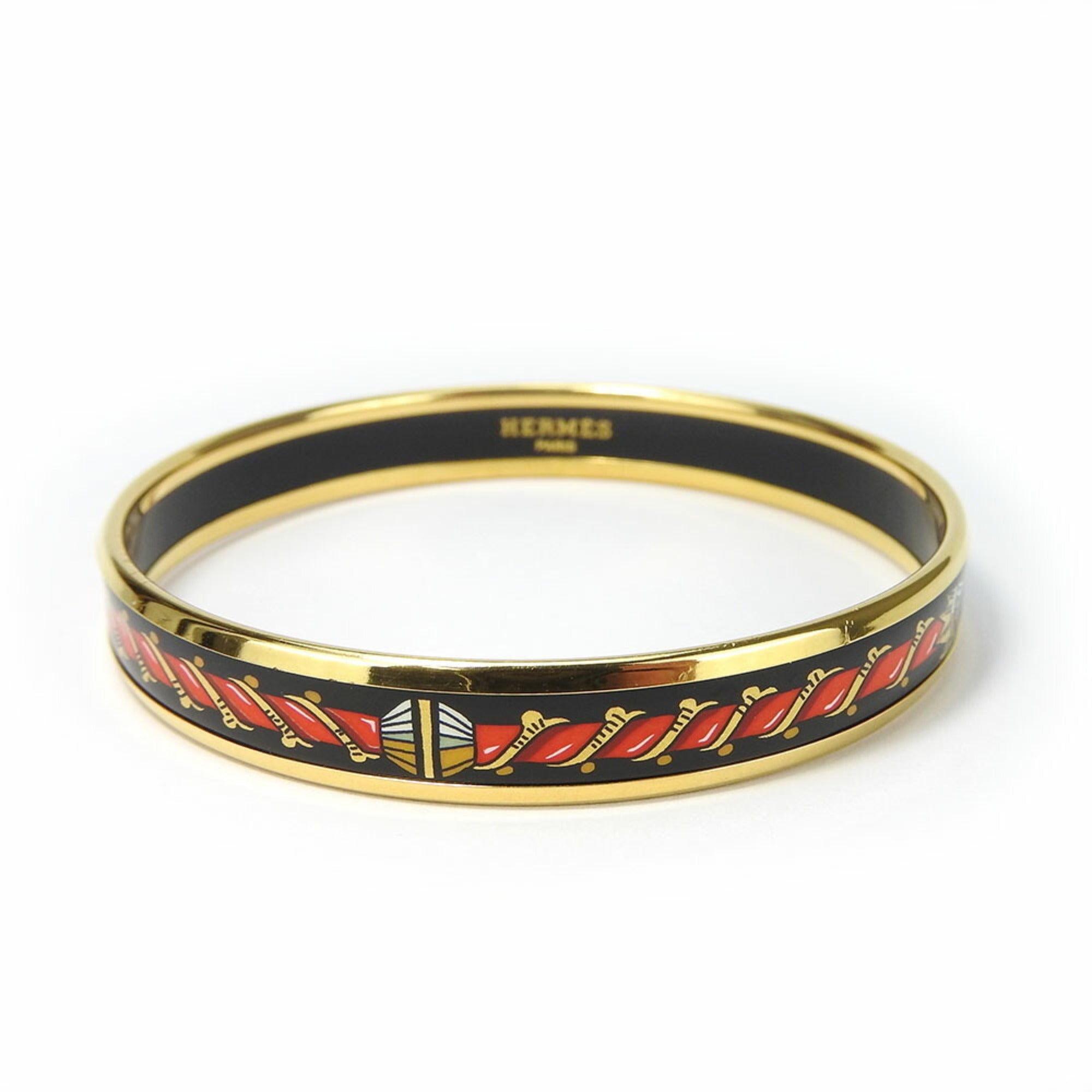 Bangle Enamel and Metal Black Bracelet