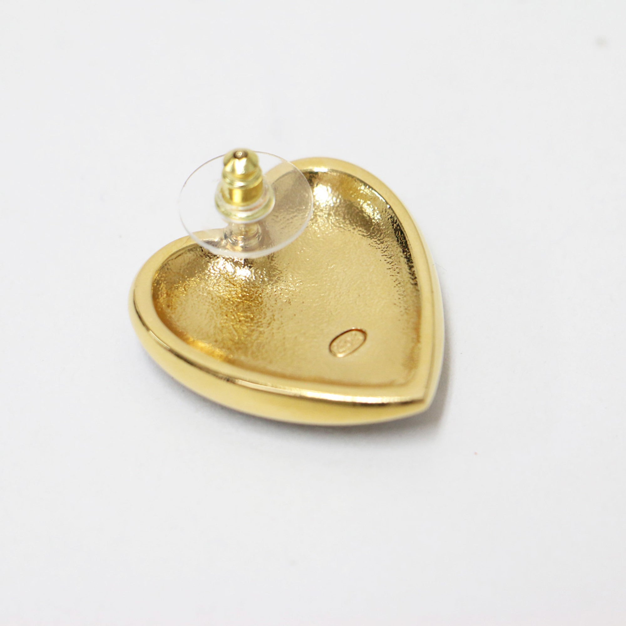 CC Logo Heart Earrings Metal Gold-Tone Metal