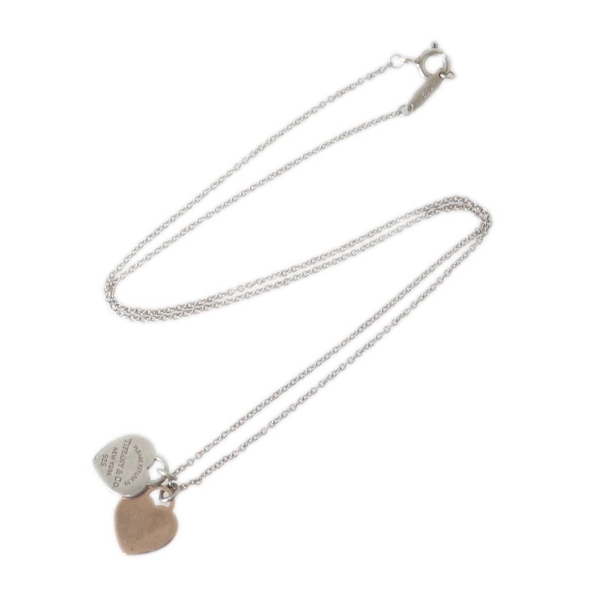 Twin Heart Pendant Necklace Sterling Silver