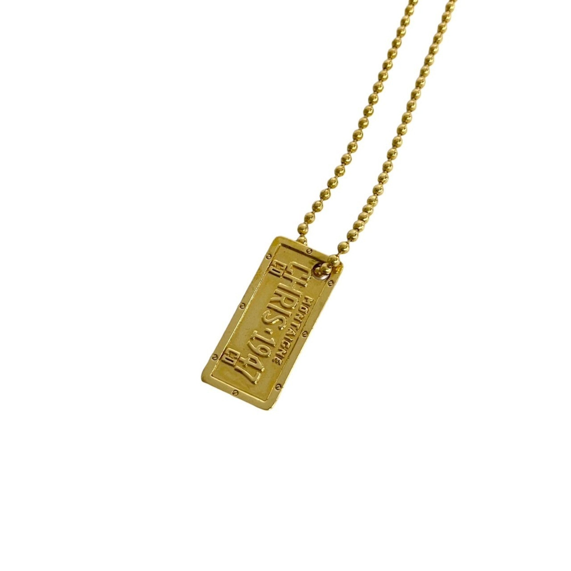 Plate Motif Ball Chain Pendant Necklace Gold
