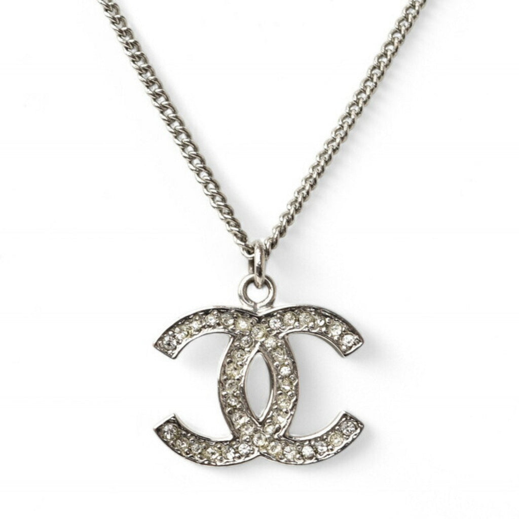 CC Logo Pendant Necklace Silver-Tone Metal