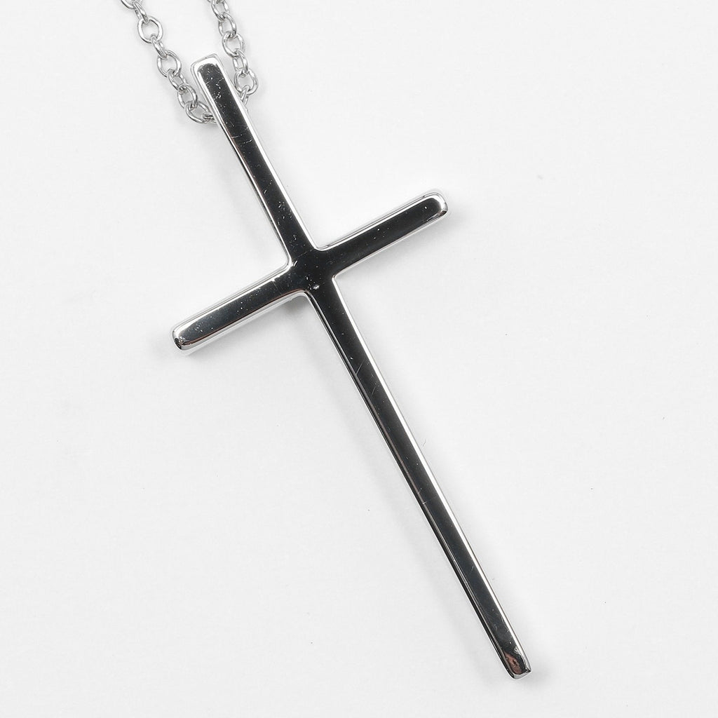 Cross Pendant Necklace 18K White Gold