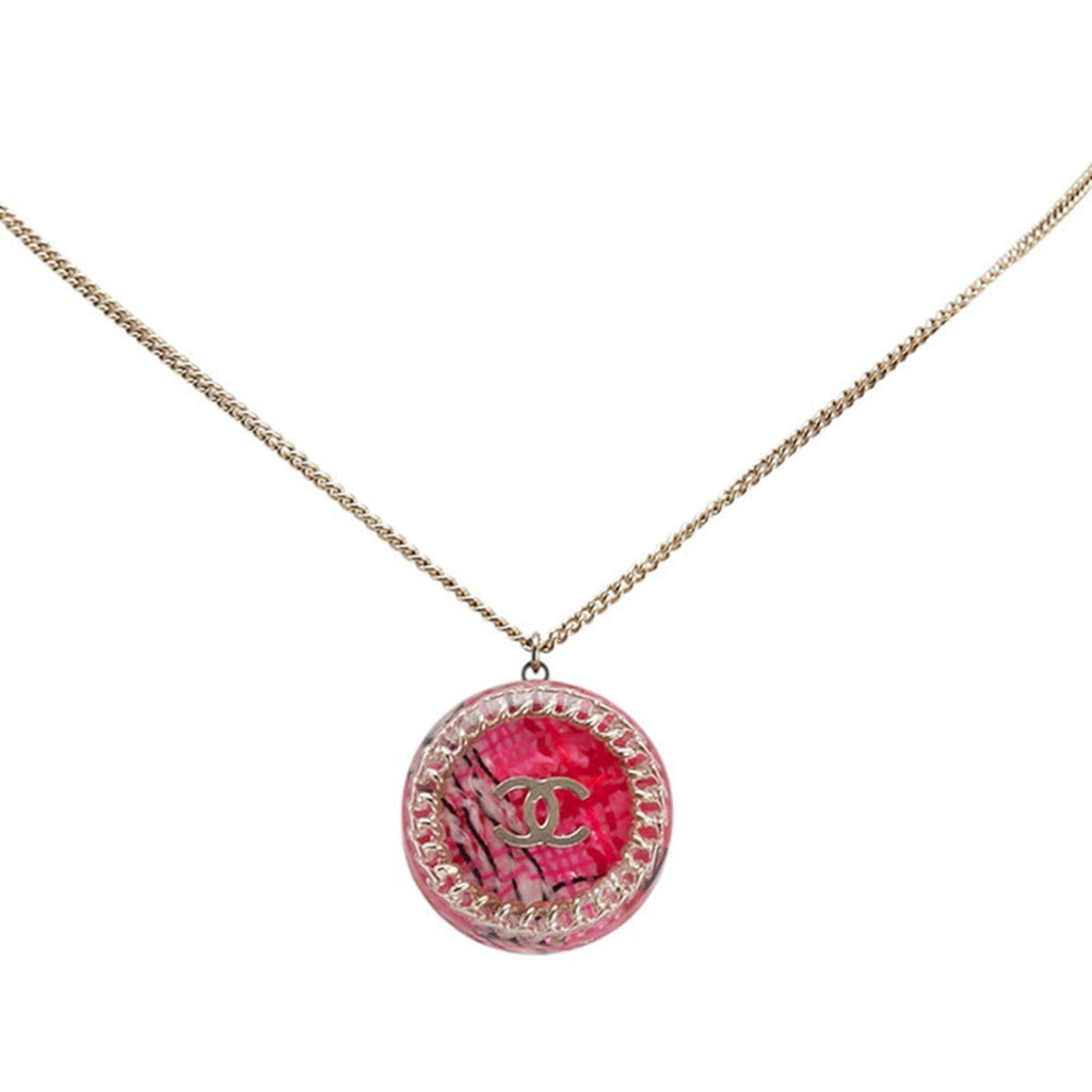 CC Logo Chain Pendant Necklace Gold-Tone Metal