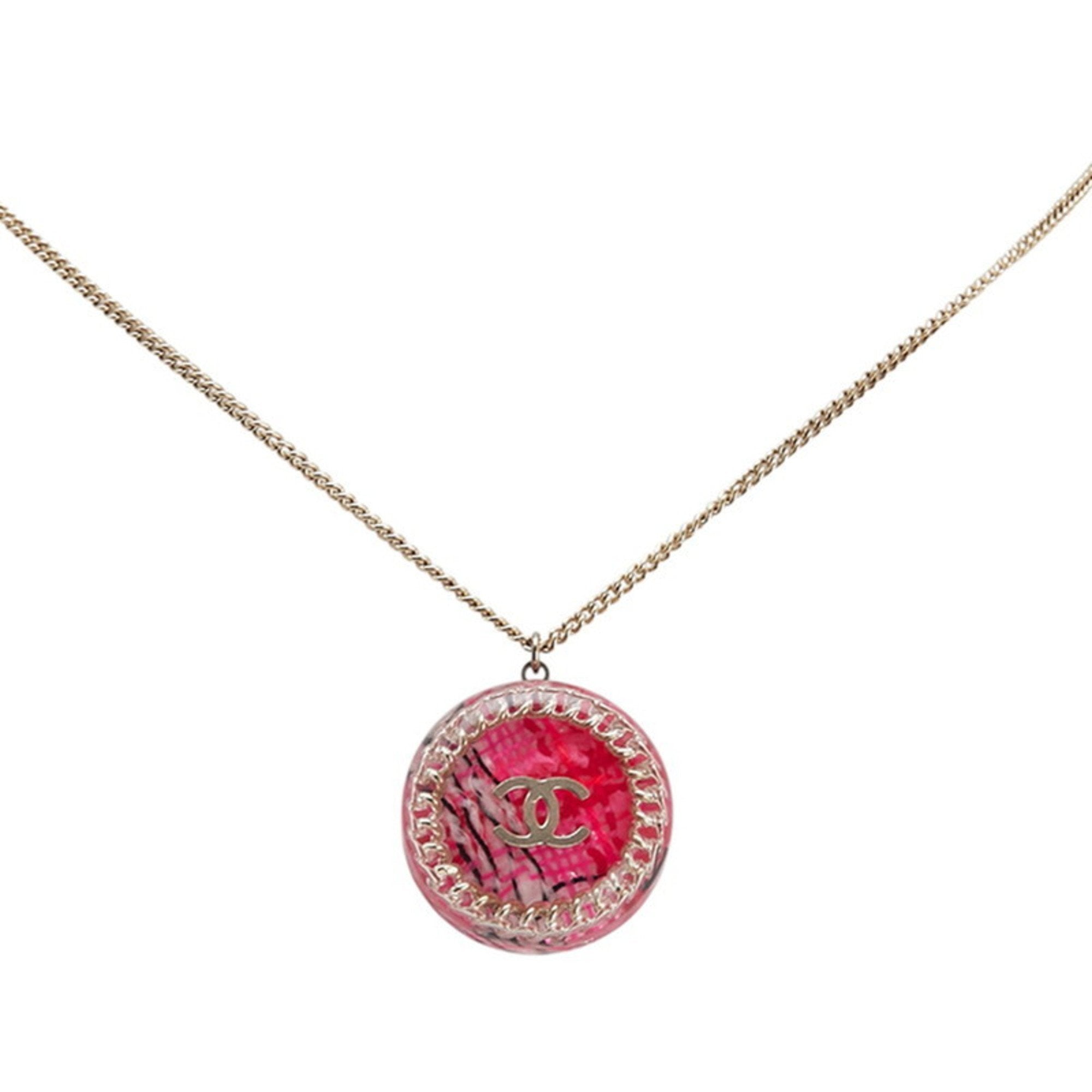 CC Logo Chain Pendant Necklace Gold-Tone Metal