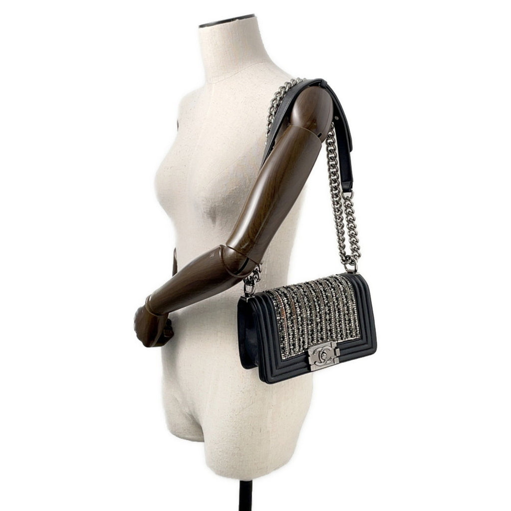 Boy Flap Bag Strass Embellished Leather Small