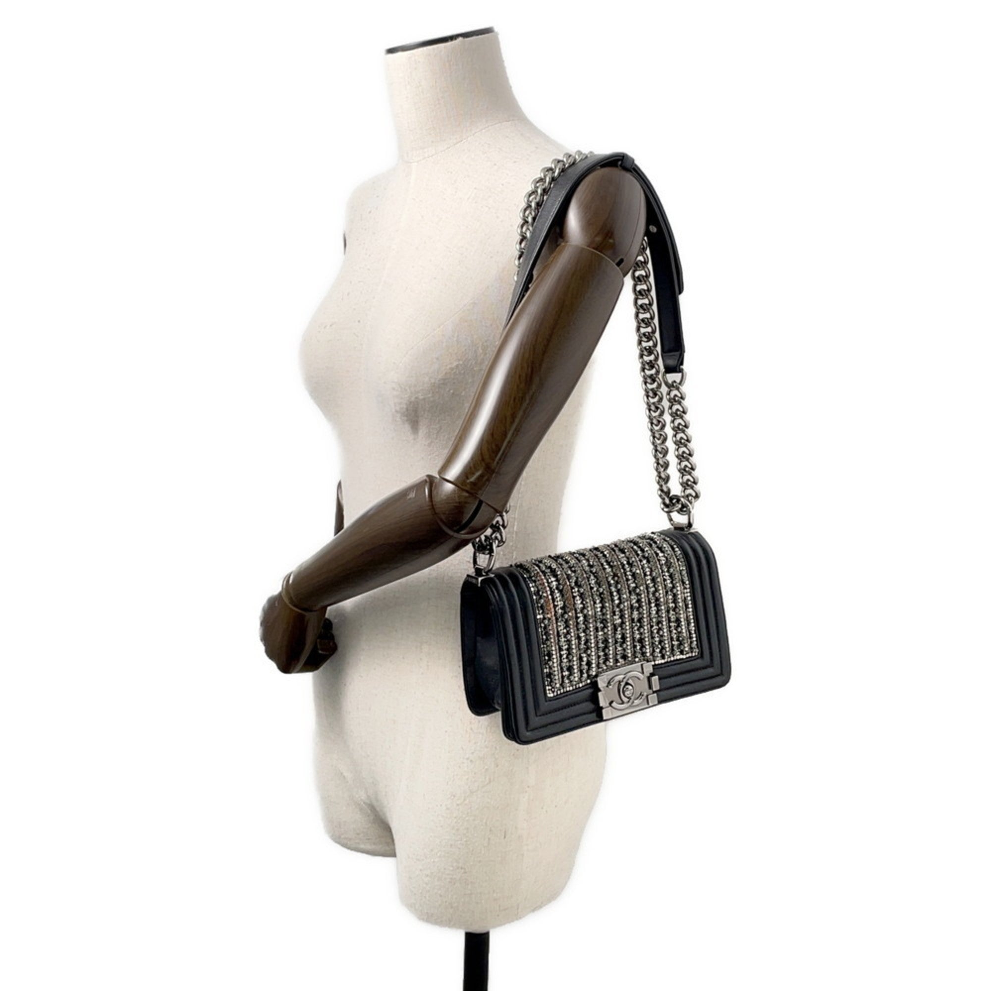 Boy Flap Bag Strass Embellished Leather Small