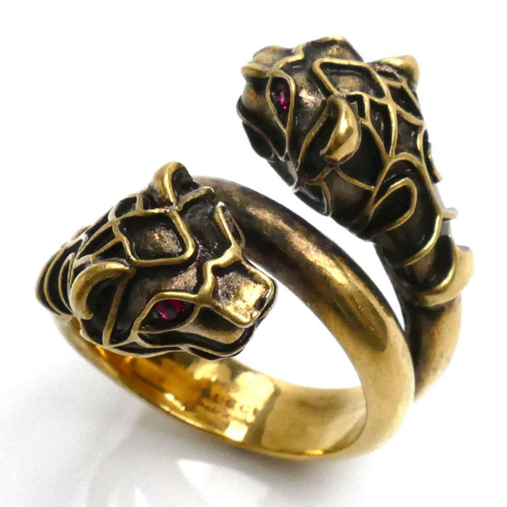Double Tiger Head Ring Metal Gold