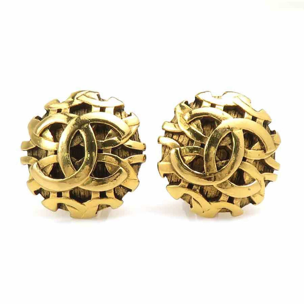 CC Logo Clip-On Earrings Gold-Tone Metal Gold-Tone Metal
