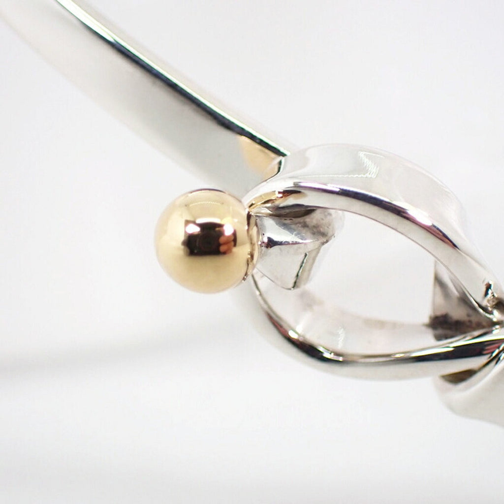 Hook and Eye Bangle Sterling Silver and 18K Yellow Gold Bracelet