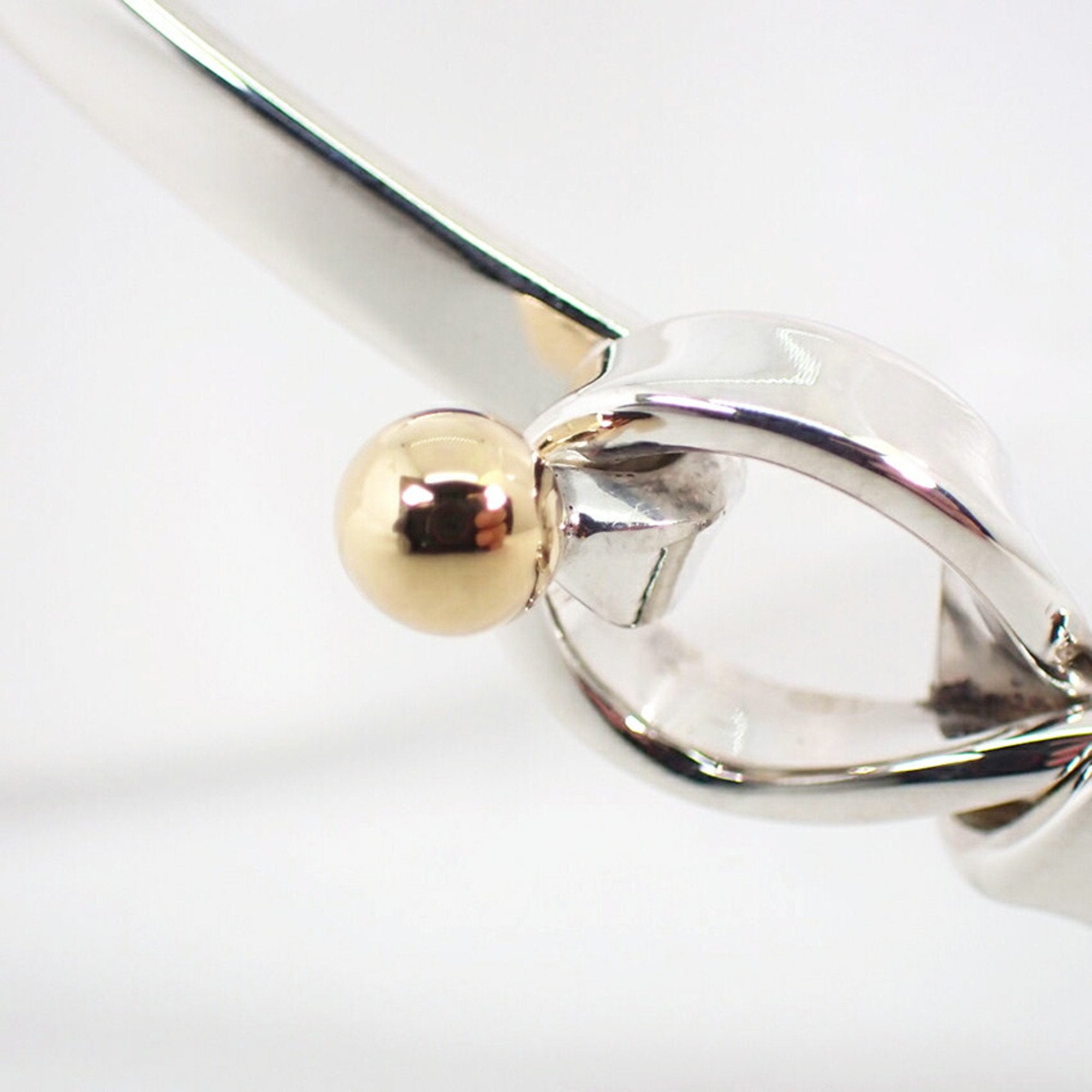 Hook and Eye Bangle Sterling Silver and 18K Yellow Gold Bracelet