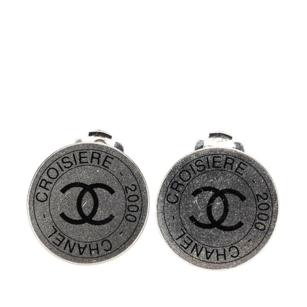 CC Logo Clip-On Earrings Silver-Tone Metal Silver-Tone Metal