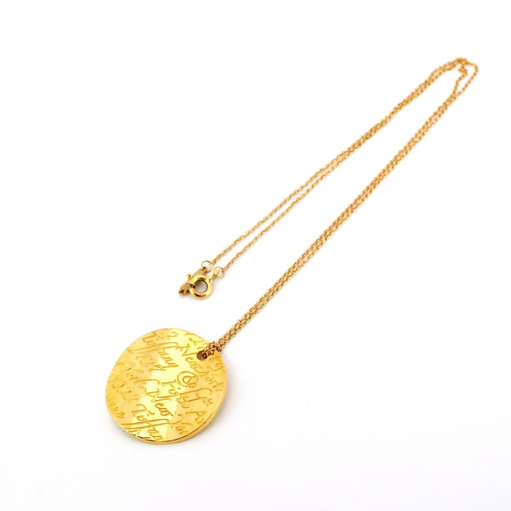 Notes Circle Pendant Necklace 18K Yellow Gold